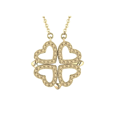 Collar de corazones de trebol + Caja de regalo