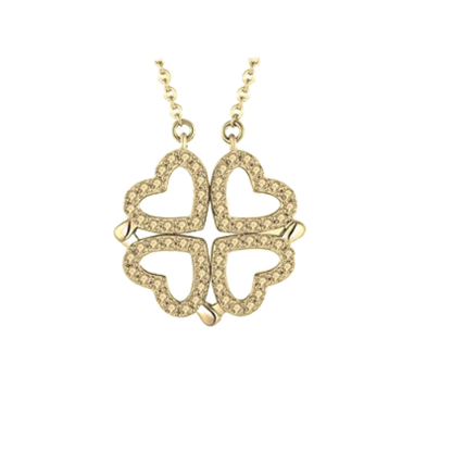 Collar de corazones de trebol + Caja de regalo