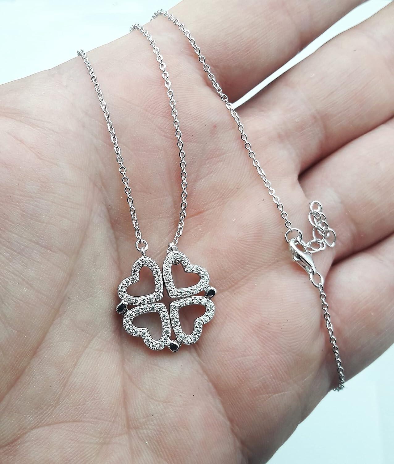 Collar de corazones de trebol + Caja de regalo